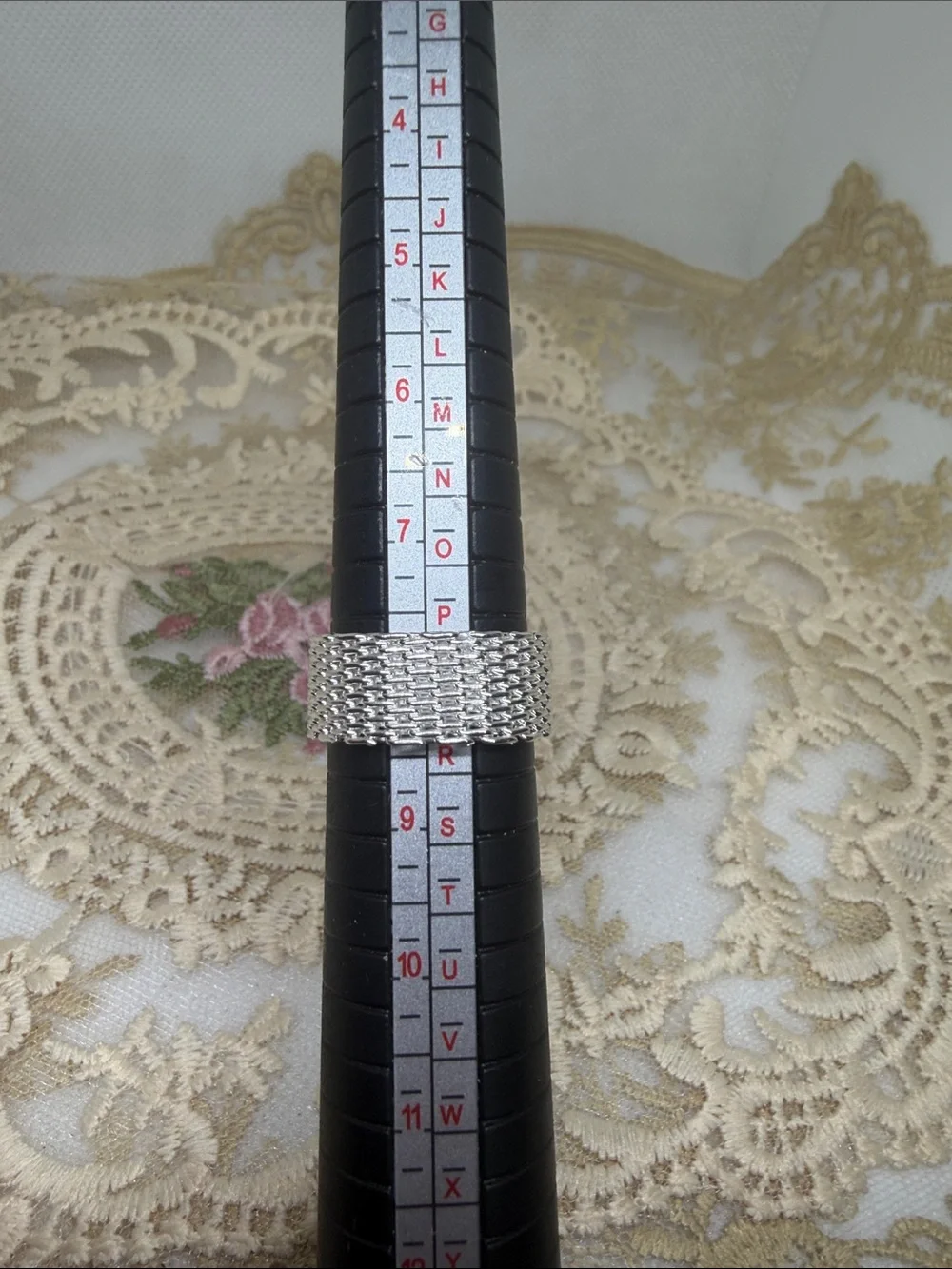 925 Sterling Silver Flexible Mesh Ring Sz 8 | Industrial Statement Maximalism